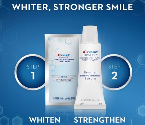 Bộ sản phẩm tẩy trắng răng Crest 3D Whiteing sở hữu bởi bảng thành phần được tốt cho răng miệng