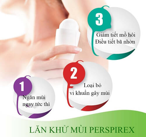 Lăn khử mùi Perspirex nhanh chóng loại bỏ mọi vi khuẩn gây mùi, giúp vùng da thông thoáng, đem lại mùi hương nhẹ nhàng