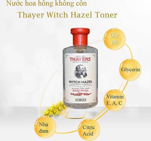 Nước hoa hồng Thayer Witch Hazel Toner được điều chế hoàn toàn 100% từ bảng thành phần tự nhiên